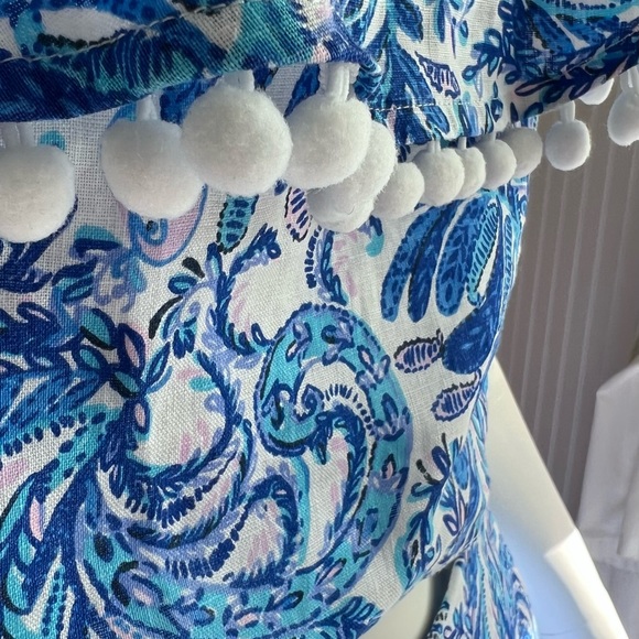 RARE Lilly Pulitzer GRETNA 16 LINEN Skirt Set BAHA BLUE BIRD IS THE WORD NWT - Picture 2 of 15